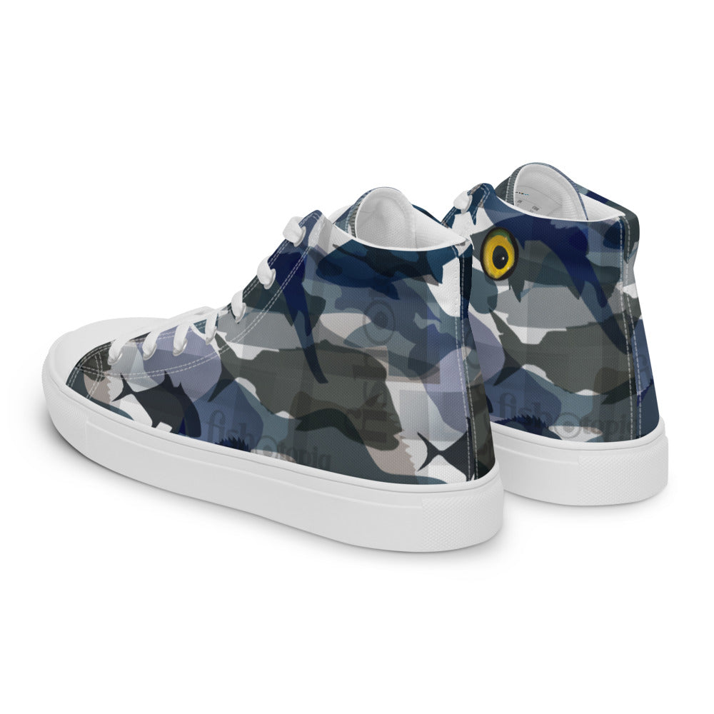 Fishotopia Signature Camo Men’s high top canvas shoes