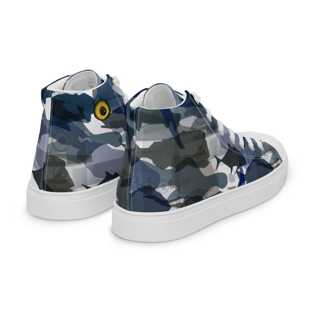 Fishotopia Signature Camo Men’s high top canvas shoes